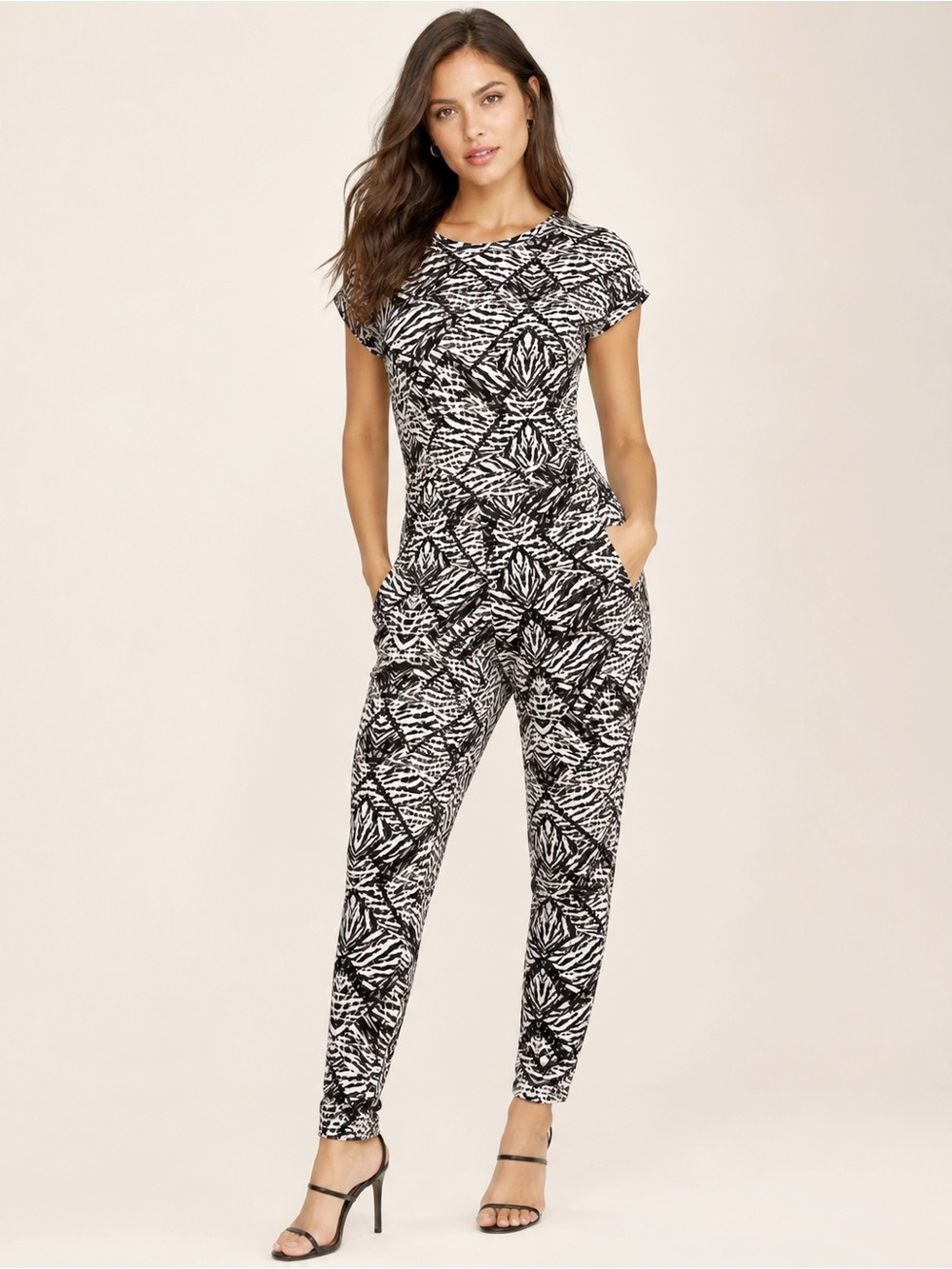 NWT Y2K 90s Bebe Woman Tribal Animal Print Jumpsuit XS Boho Country Bodycon